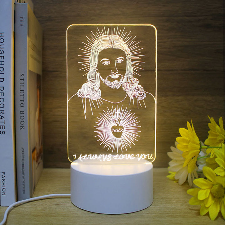 Christianartworkshop Minimalistischer Glaube, einzigartiges Geschenk-Nachtlicht: Leuchtende Umrisse und dauerhafte Symbole - E - image 4