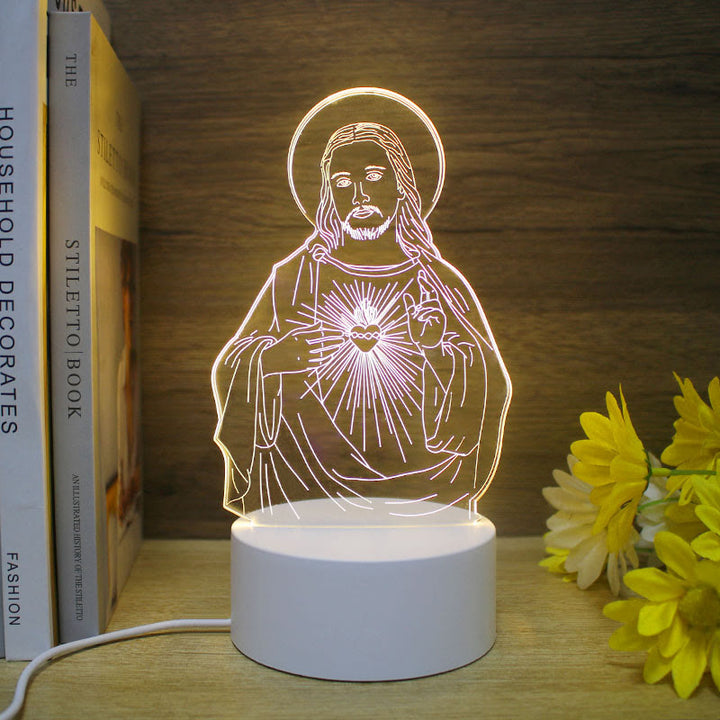 Christianartworkshop Minimalistischer Glaube, einzigartiges Geschenk-Nachtlicht: Leuchtende Umrisse und dauerhafte Symbole - G - image 7