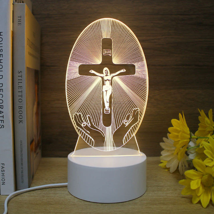 Christianartworkshop Minimalistischer Glaube, einzigartiges Geschenk-Nachtlicht: Leuchtende Umrisse und dauerhafte Symbole - J - image 9