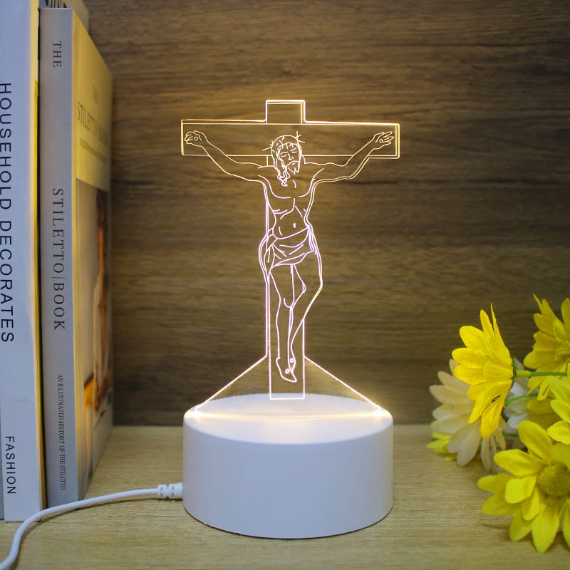 Christianartworkshop Minimalistischer Glaube, einzigartiges Geschenk-Nachtlicht: Leuchtende Umrisse und dauerhafte Symbole - D - image 3