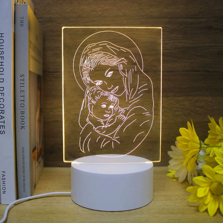 Christianartworkshop Minimalistischer Glaube, einzigartiges Geschenk-Nachtlicht: Leuchtende Umrisse und dauerhafte Symbole - B - image 1