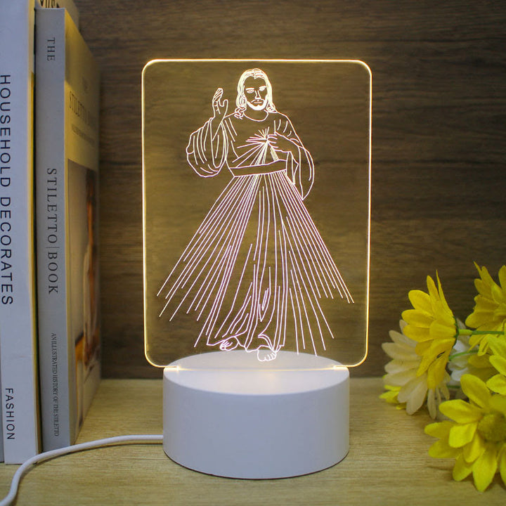 Christianartworkshop Minimalistischer Glaube, einzigartiges Geschenk-Nachtlicht: Leuchtende Umrisse und dauerhafte Symbole - A - image 0
