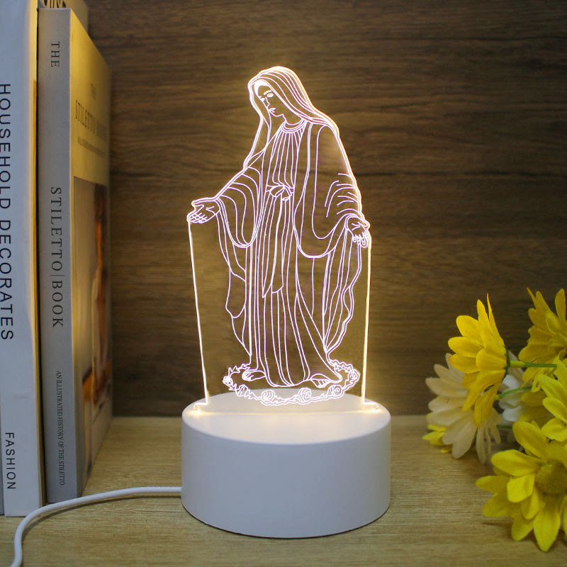 Christianartworkshop Minimalistischer Glaube, einzigartiges Geschenk-Nachtlicht: Leuchtende Umrisse und dauerhafte Symbole - F - image 5