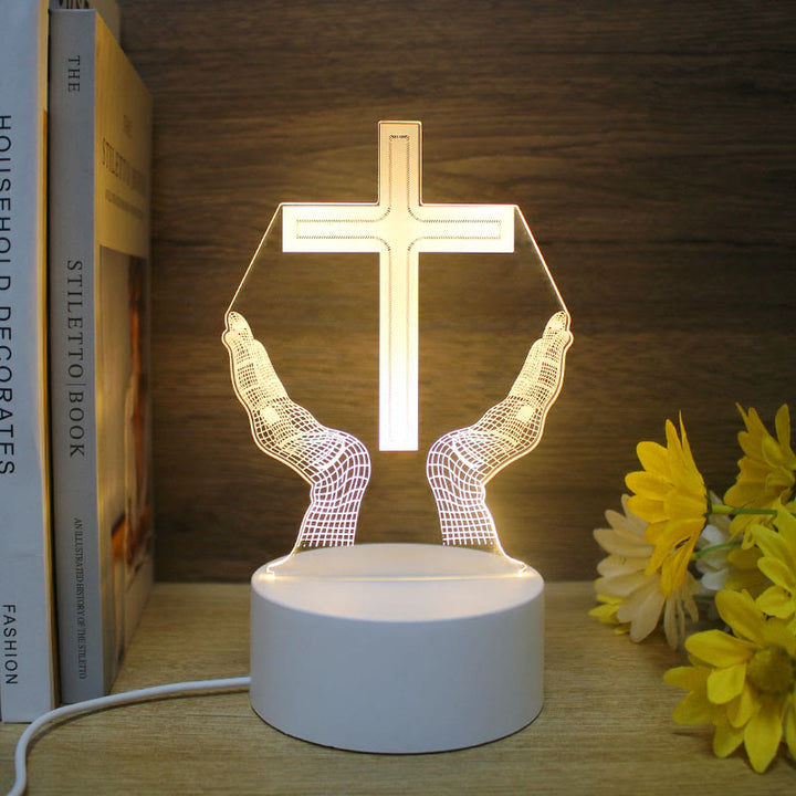 Christianartworkshop Minimalistischer Glaube, einzigartiges Geschenk-Nachtlicht: Leuchtende Umrisse und dauerhafte Symbole - ICH - image 8