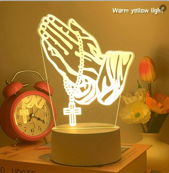 Christianartworkshop Spiritual Glow Praying Hands Nachtlicht: Mischung aus Religion und Moderne - image 2