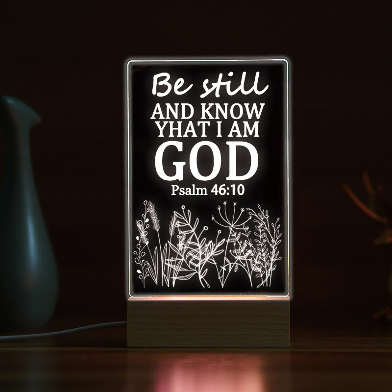 Christianartworkshop Spirituelles Bibelvers-Nachtlicht „Gelassenheit“: Göttliche Versprechen im Licht - B - image 1
