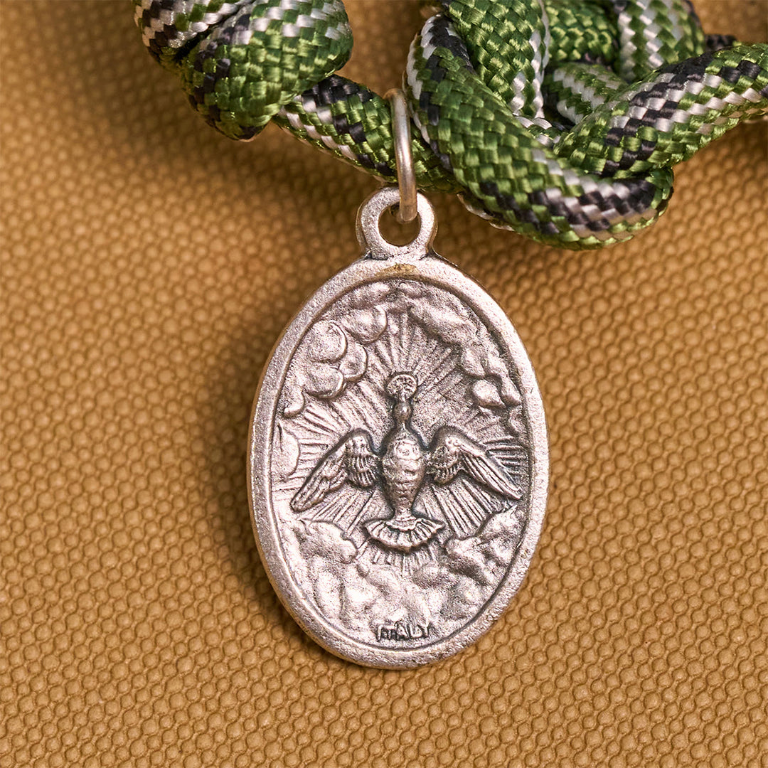 Christianartworkshop Robuster Paracord-Segensrosenkranz aus metallischen Perlen: Geschützt durch den Heiligen Geist und die göttliche Barmherzigkeit - image 10