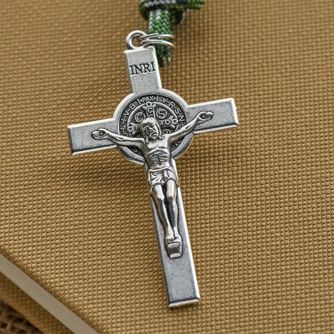 Christianartworkshop Robuster Paracord-Segensrosenkranz aus metallischen Perlen: Geschützt durch den Heiligen Geist und die göttliche Barmherzigkeit - image 9