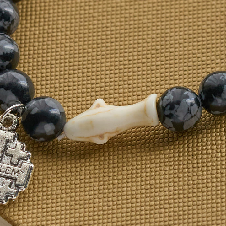 Christianartworkshop Waves of Grace Hai-Schutzkreuz-Armband mit natürlichen Vulkanachat-Steinen - image 15