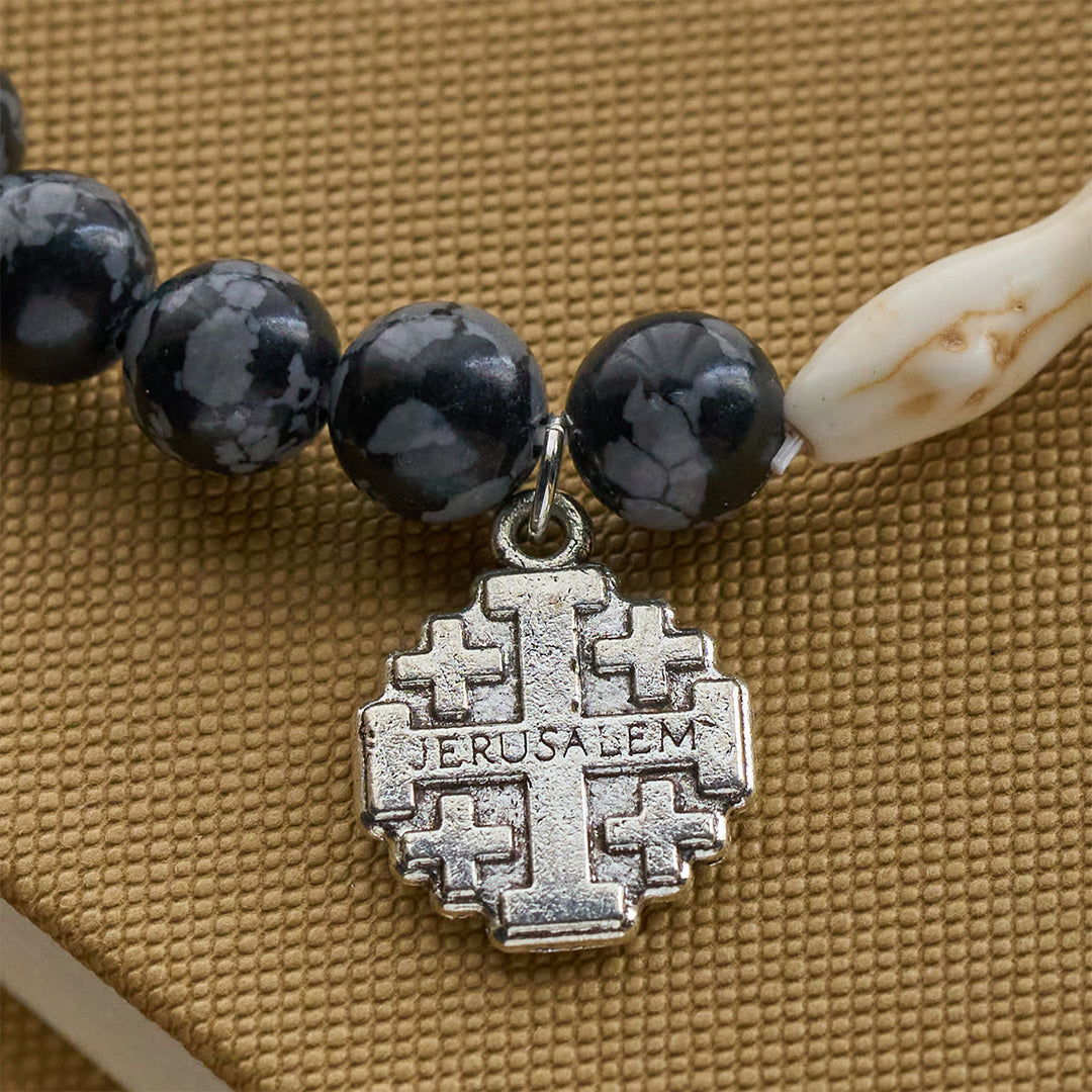 Christianartworkshop Waves of Grace Hai-Schutzkreuz-Armband mit natürlichen Vulkanachat-Steinen - image 14