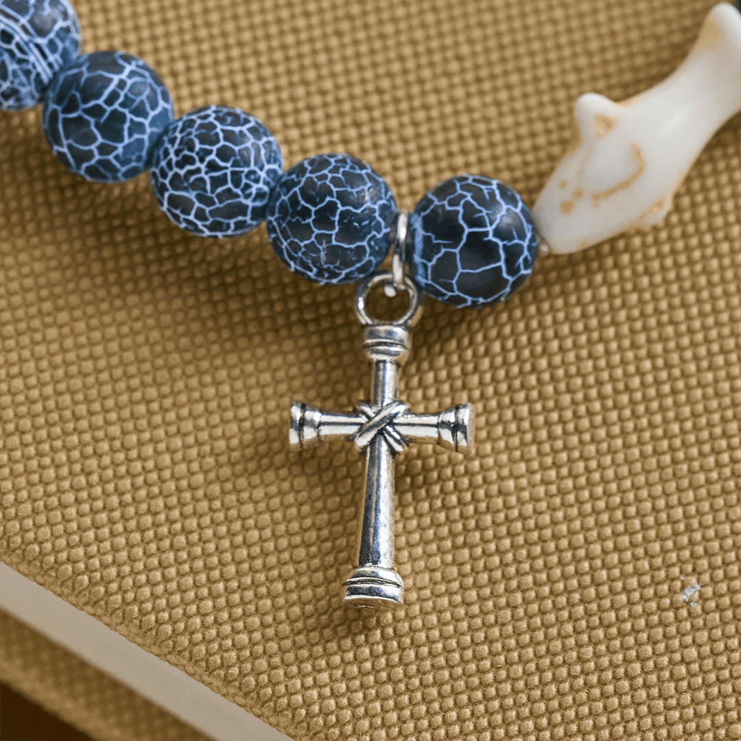 Christianartworkshop Waves of Grace Hai-Schutzkreuz-Armband mit natürlichen Vulkanachat-Steinen - image 10