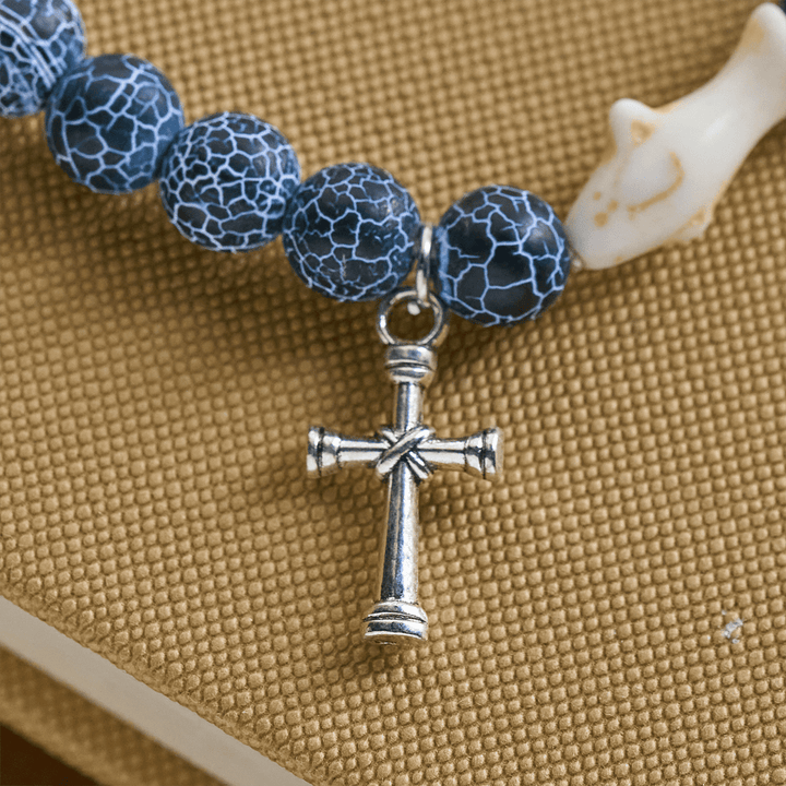 Christianartworkshop Waves of Grace Hai-Schutzkreuz-Armband mit natürlichen Vulkanachat-Steinen - image 10