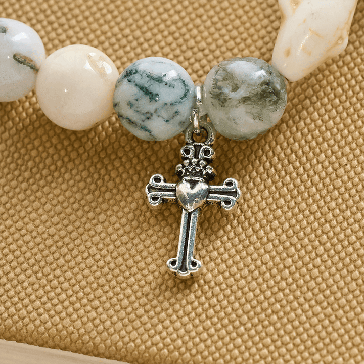 Christianartworkshop Waves of Grace Hai-Schutzkreuz-Armband mit natürlichen Vulkanachat-Steinen - image 6