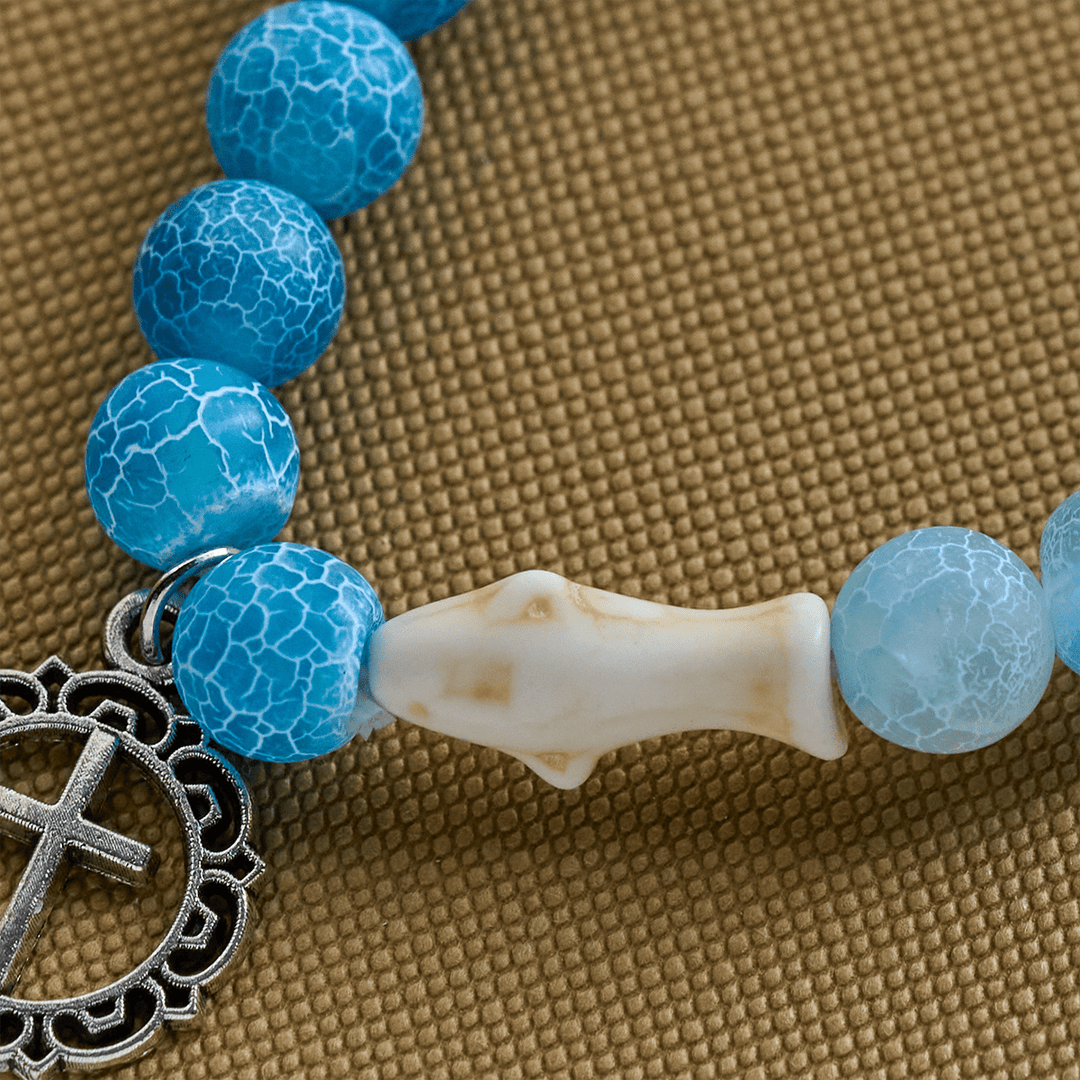 Christianartworkshop Waves of Grace Hai-Schutzkreuz-Armband mit natürlichen Vulkanachat-Steinen - image 3
