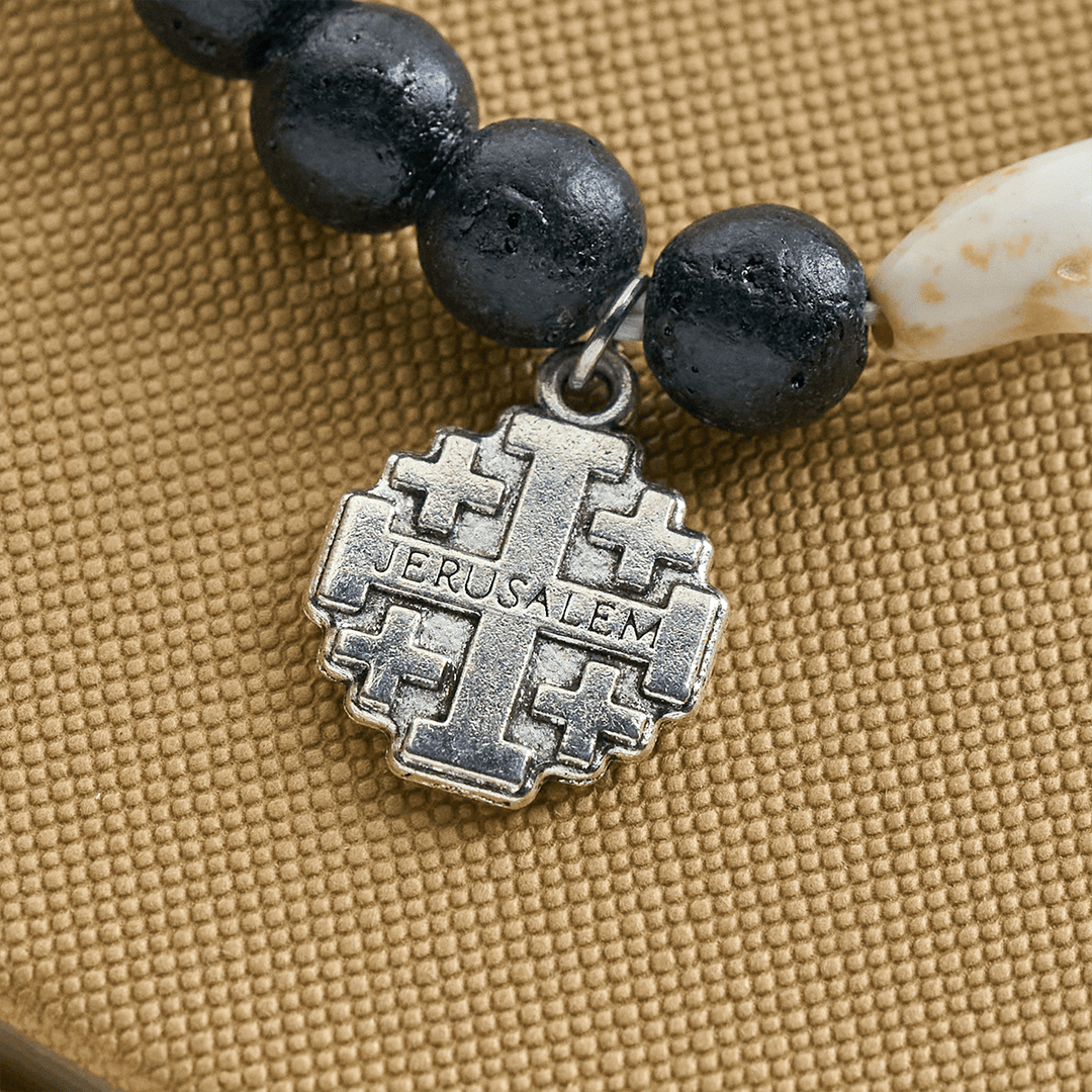 Christianartworkshop Waves of Grace Hai-Schutzkreuz-Armband mit natürlichen Vulkanachat-Steinen - image 18