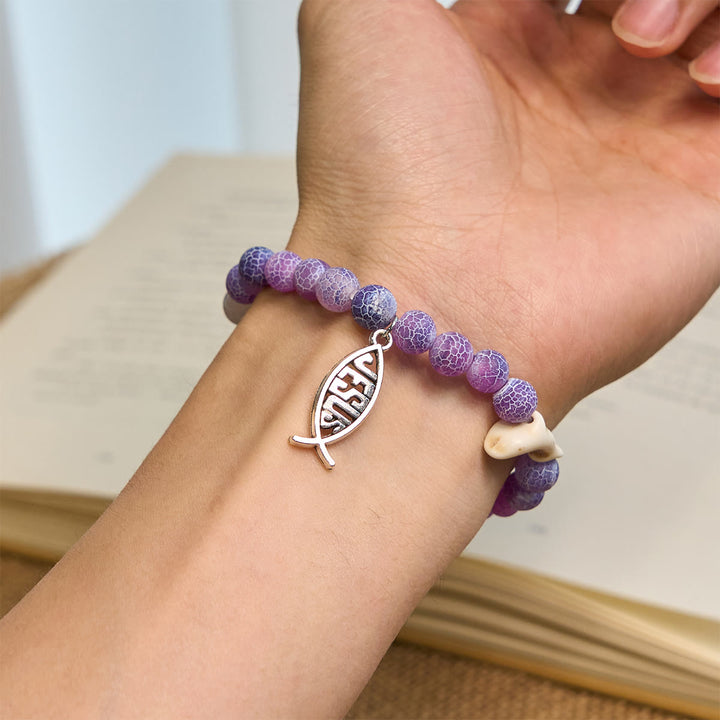 Christianartworkshop Ocean Grace Delfin-Segen mit natürlichem Malachit und Ichthys-Charm-Tierarmband - image 29
