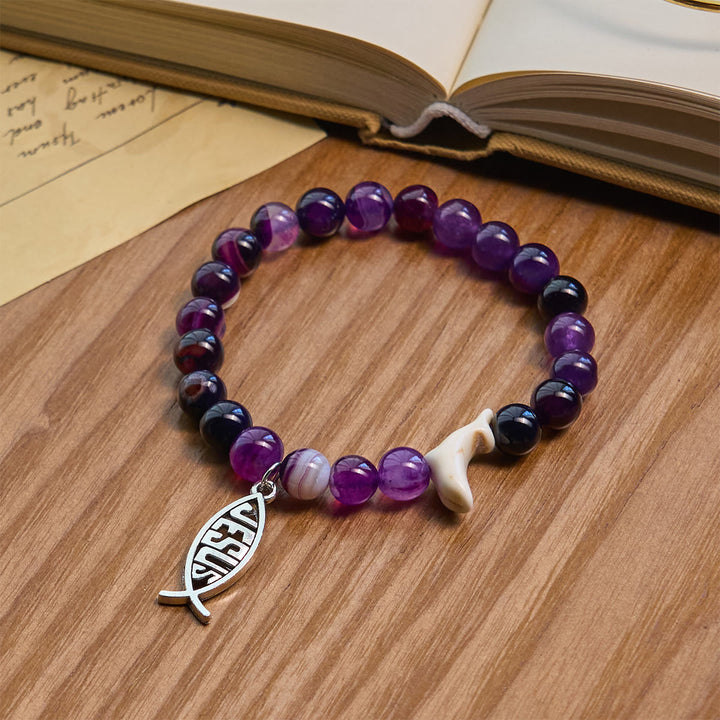Christianartworkshop Ocean Grace Delfin-Segen mit natürlichem Malachit und Ichthys-Charm-Tierarmband - image 16