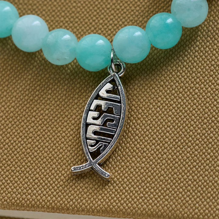Christianartworkshop Ocean Grace Delfin-Segensarmband mit natürlichem Malachit und Ichthys-Anhänger - image 22