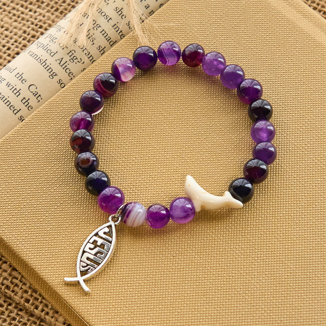 Christianartworkshop Ocean Grace Delfin-Segen mit natürlichem Malachit und Ichthys-Charm-Tierarmband - image 17