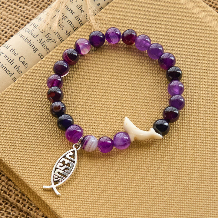 Christianartworkshop Ocean Grace Delfin-Segen mit natürlichem Malachit und Ichthys-Charm-Tierarmband - image 17