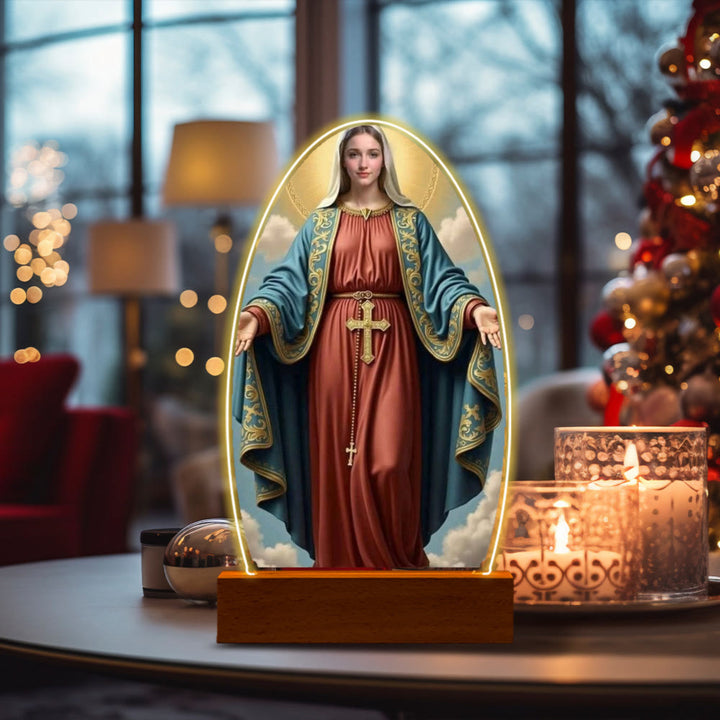 Christianartworkshop Ruhige Jungfrau Maria Nachtlampe im ovalen Design für stille Andacht - J - image 13