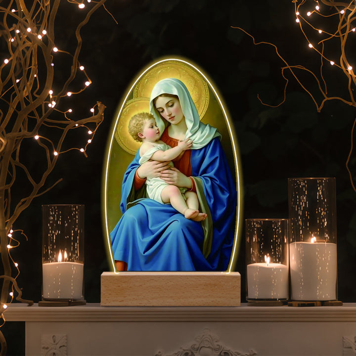 Christianartworkshop Tröstendes Jesus- und Jungfrau-Maria-Gebetsmomente-Nachtlicht - A - image 1