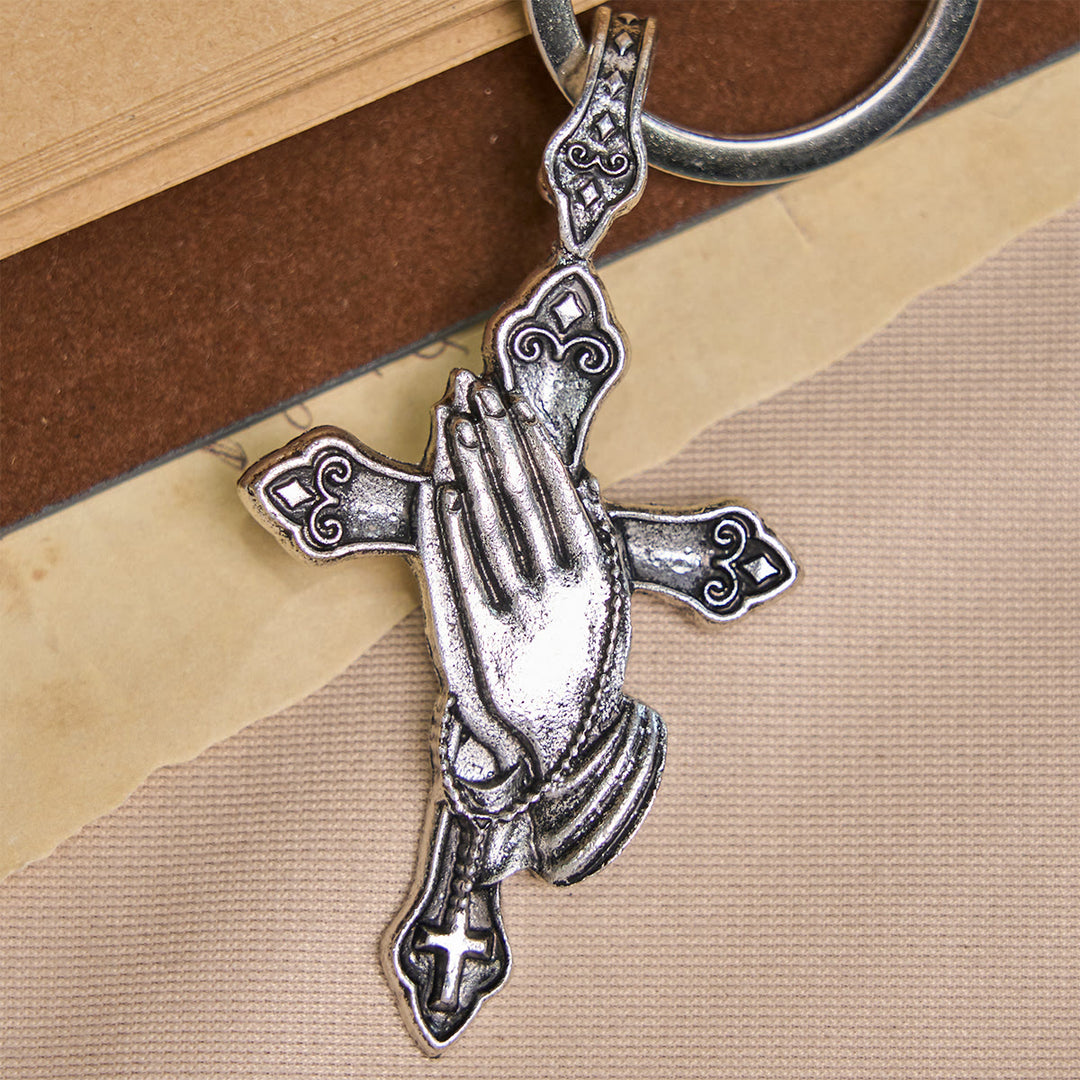Christianartworkshop Glaube in jedem Schritt, betende Hände, Kreuz, Schlüsselanhänger in Ihrer Tasche - image 3