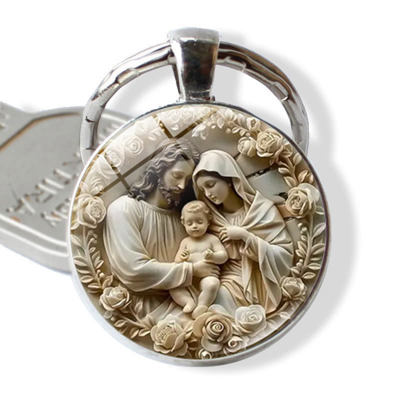 Christianartworkshop Runder Schlüsselanhänger Heilige Familie: Tragen Sie Liebe und Glauben überall hin - image 2