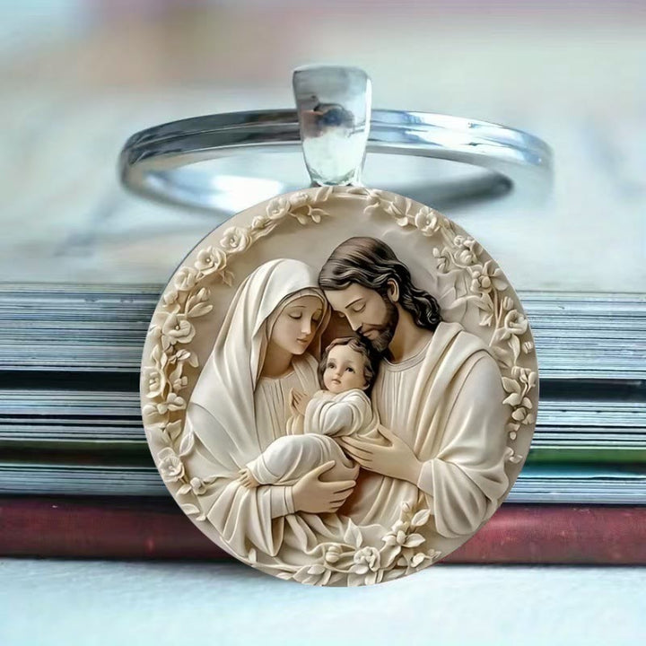 Christianartworkshop Runder Schlüsselanhänger Heilige Familie: Tragen Sie Liebe und Glauben überall hin - image 1