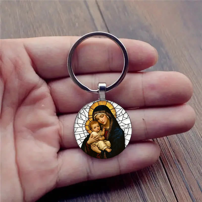 Christianartworkshop Schlüsselanhänger „Unsere Liebe Frau hält Jesuskind“: Göttliche Mutterliebe - image 3
