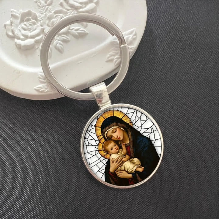 Christianartworkshop Schlüsselanhänger „Unsere Liebe Frau hält Jesuskind“: Göttliche Mutterliebe - image 1
