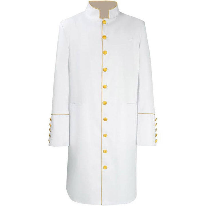 Christianartworkshop Traditionelle Priesterrobe mit Stehkragen, goldenen Knöpfen und mehrfarbigen Optionen - Weiß - 3XL - image 5