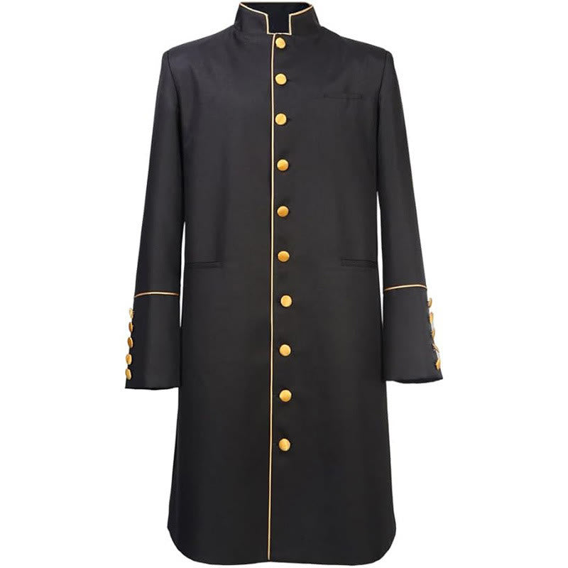 Christianartworkshop Traditionelle Priesterrobe mit Stehkragen, goldenen Knöpfen und mehrfarbigen Optionen - Schwarz - 3XL - image 3