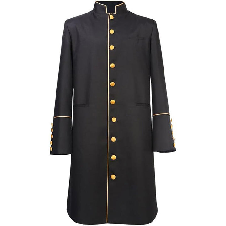 Christianartworkshop Traditionelle Priesterrobe mit Stehkragen, goldenen Knöpfen und mehrfarbigen Optionen - Schwarz - 3XL - image 3