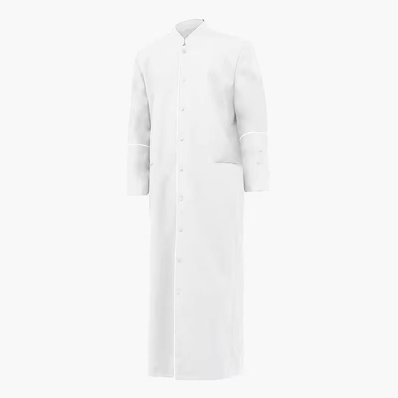 Christianartworkshop Mehrfarbige formelle Priesterrobe mit Stehkragen, weißem Kreuz und ritueller Würde - Weiß - 3XL - image 6