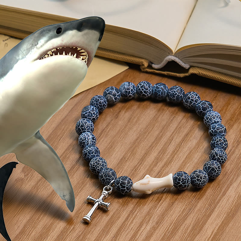 Christianartworkshop Waves of Prayer Shark Guardian mit 5-Stil-Naturachat-Steinen, Tierarmband - image 10