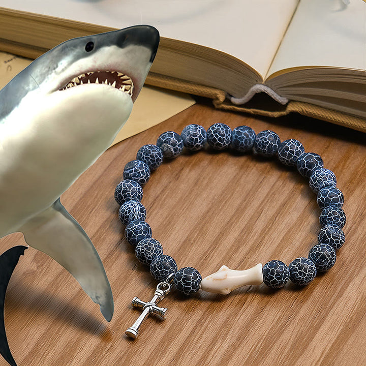 Christianartworkshop Waves of Prayer Shark Guardian mit 5-Stil-Naturachat-Steinen, Tierarmband - image 10