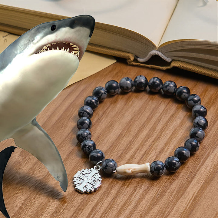 Christianartworkshop Waves of Prayer Shark Guardian mit 5-Stil-Naturachat-Steinen, Tierarmband - image 15
