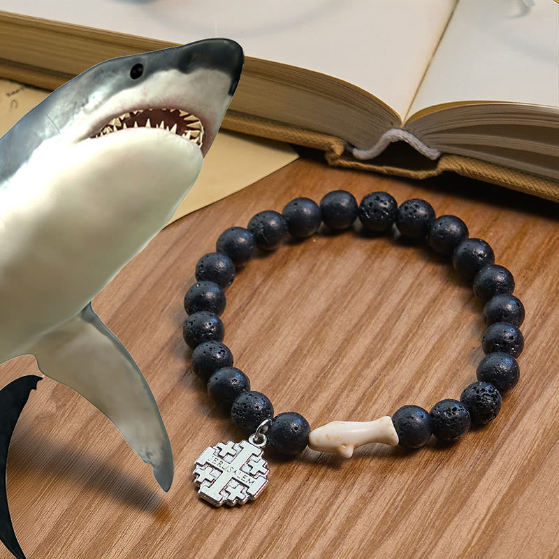 Christianartworkshop Waves of Prayer Shark Guardian mit 5-Stil-Naturachat-Steinen, Tierarmband - image 20