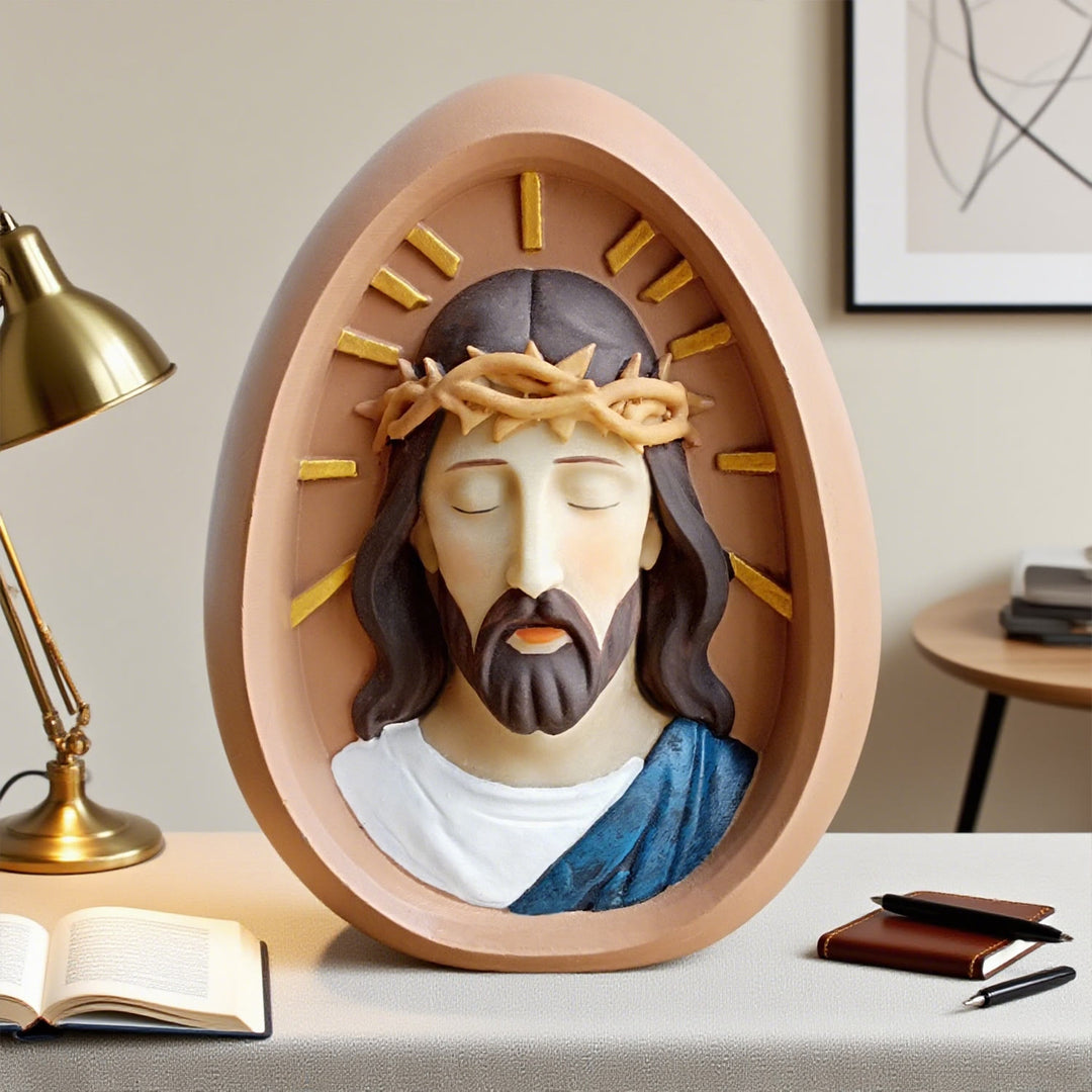 Christianartworkshop Jesus mit Dornenkrone, Schreibtischdekoration: Eine Heimdekoration, die den Glauben hervorhebt - Jesus mit Krone - image 0