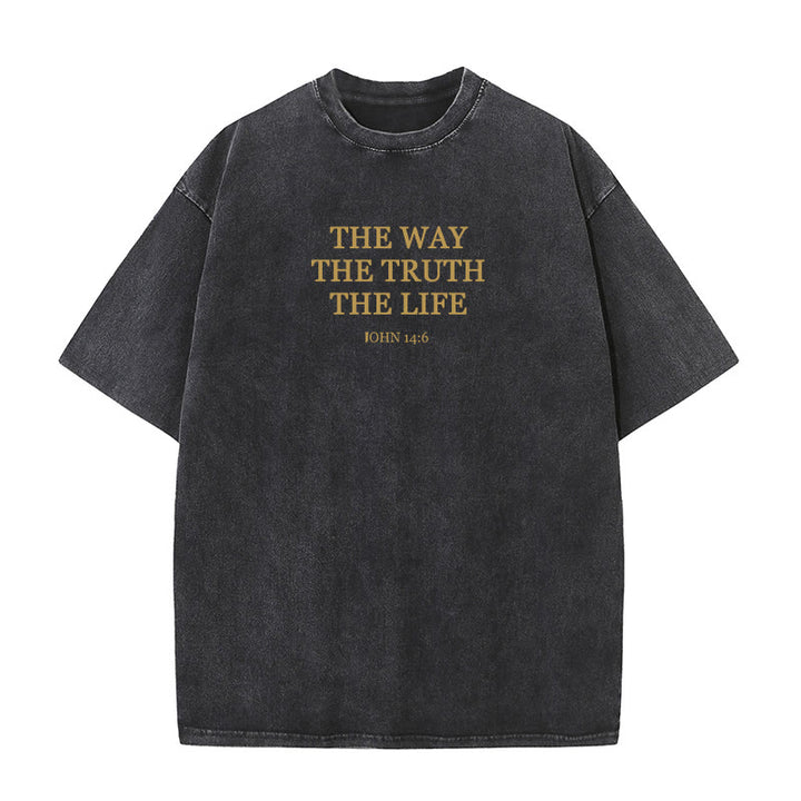 Christianartworkshop Jesus ist der Weg, die Wahrheit, das Leben – Johannes 14:6, gewaschenes T-Shirt - image 1