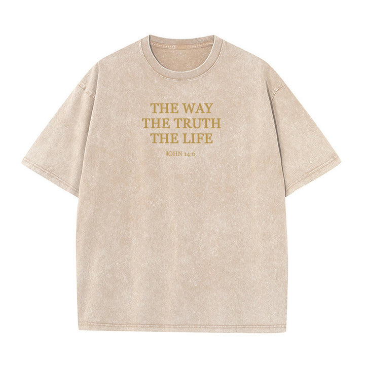 Christianartworkshop Jesus ist der Weg, die Wahrheit, das Leben – Johannes 14:6, gewaschenes T-Shirt - Aprikose - 4XL - image 4