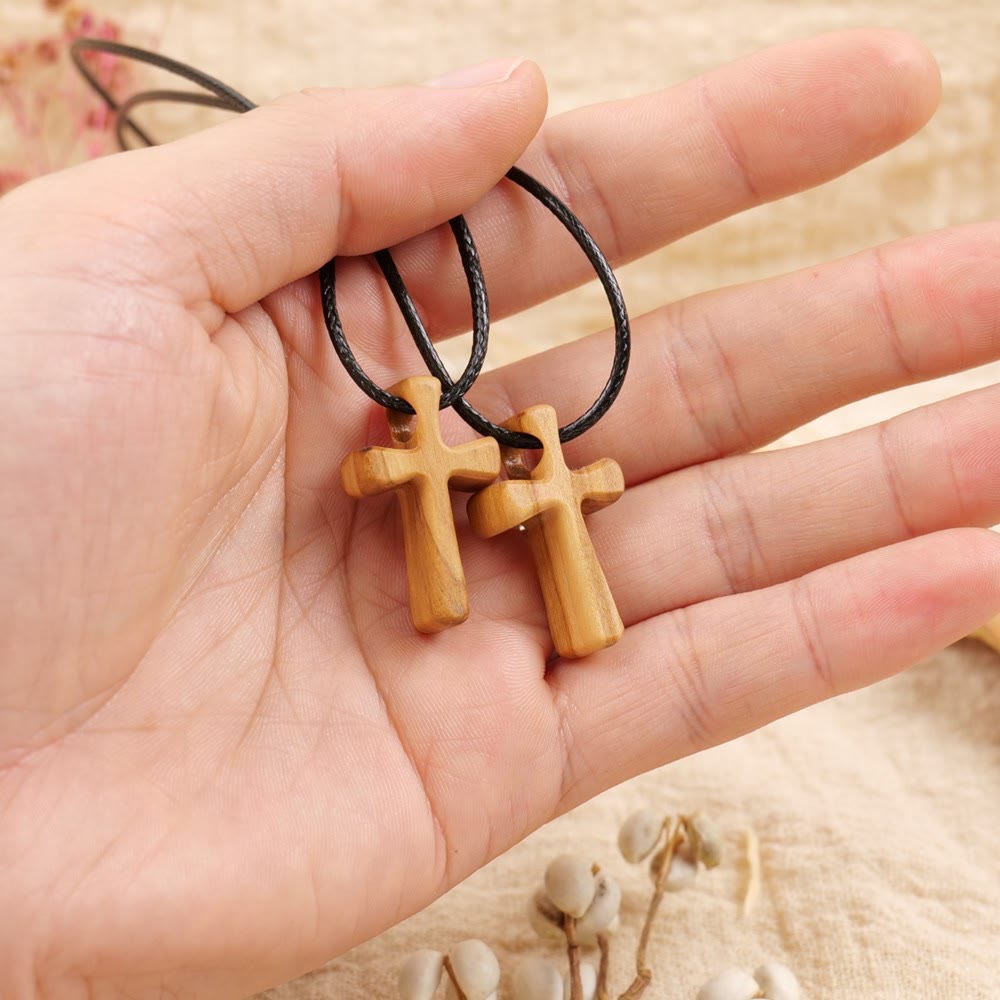 Christianartworkshop Halskette mit Holzkreuzanhänger: Christlicher Glaubensschmuck - image 1