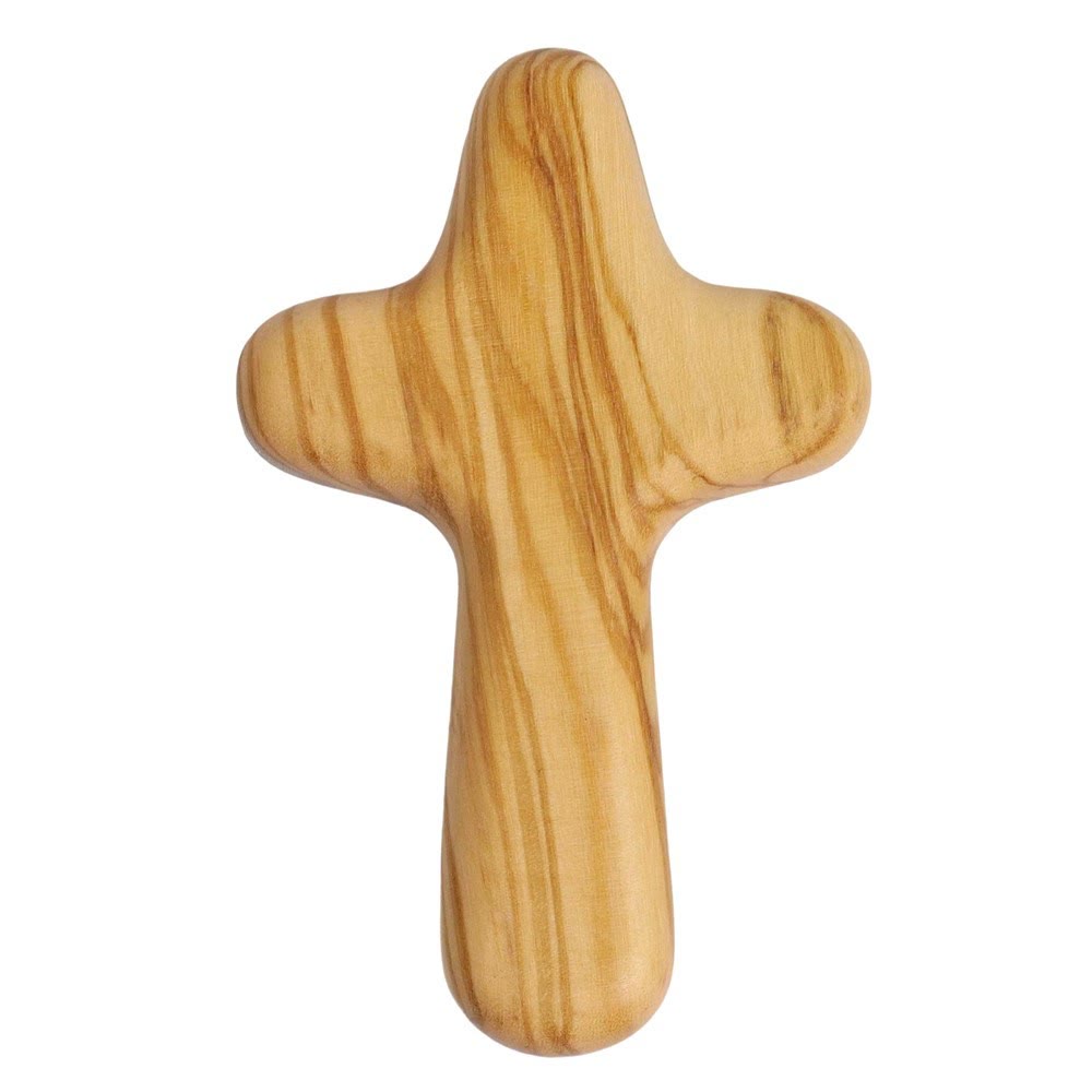 Christianartworkshop Minimalistisches Handkreuz aus Olivenholz: Einzigartiges Symbol einfacher religiöser Hingabe - Große Größe - image 4