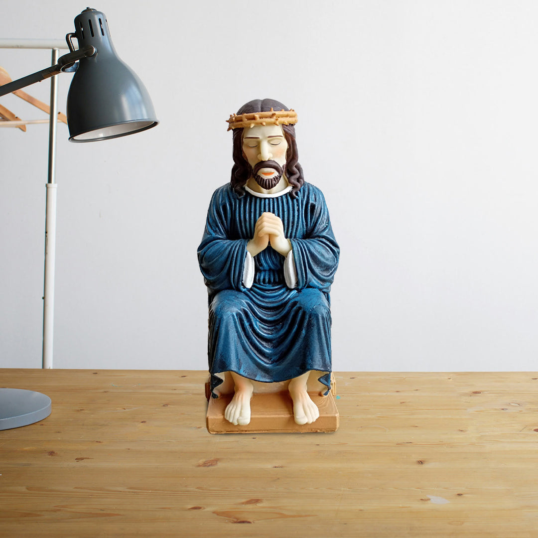 Christianartworkshop Klassische Figur aus Kunstharz, betender Jesus mit Dornenkrone: Ein zeitloser treuer Begleiter für Zuhause und Büro - image 4