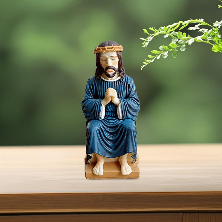 Christianartworkshop Klassische Figur aus Kunstharz, betender Jesus mit Dornenkrone: Ein zeitloser treuer Begleiter für Zuhause und Büro - image 3