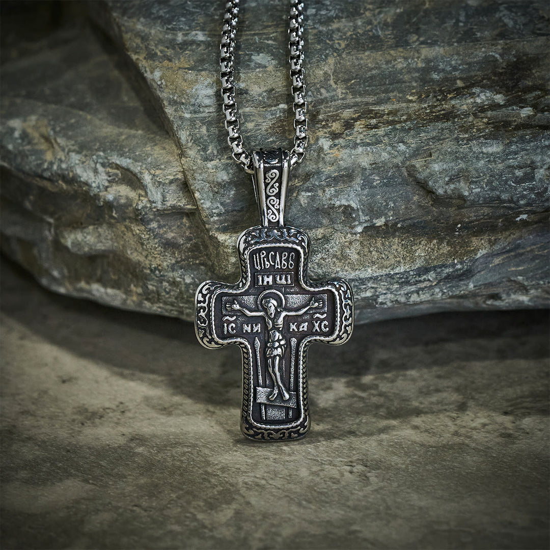 Christianartworkshop Halskette mit orthodoxem Kreuzanhänger im Antik-Stil mit doppelseitigen Reliefs - image 2