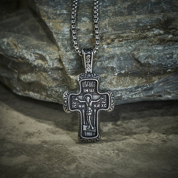 Christianartworkshop Halskette mit orthodoxem Kreuzanhänger im Antik-Stil mit doppelseitigen Reliefs - image 2