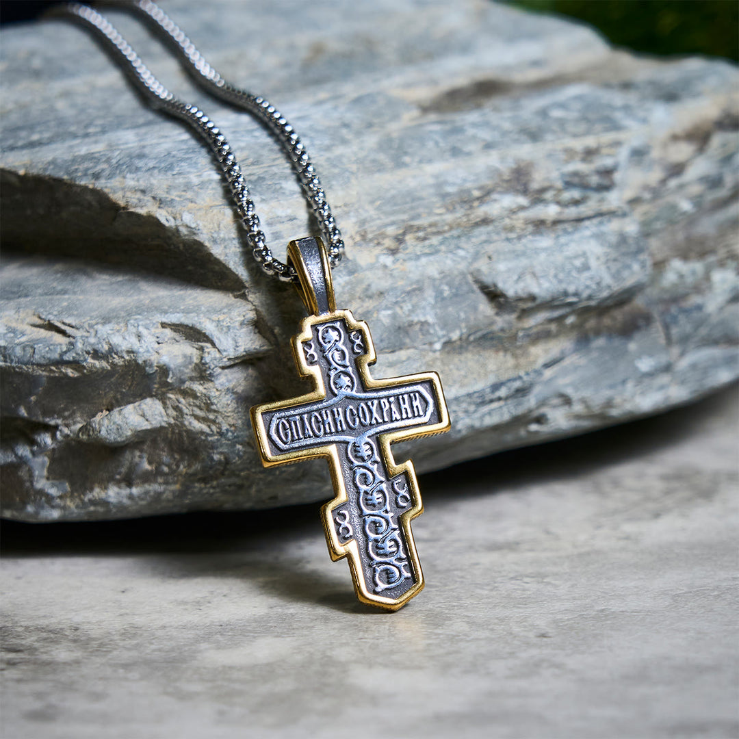 Zweifarbige orthodoxe Kruzifix-Halskette von Christianartworkshop mit tiefer spiritueller Bedeutung - image 9
