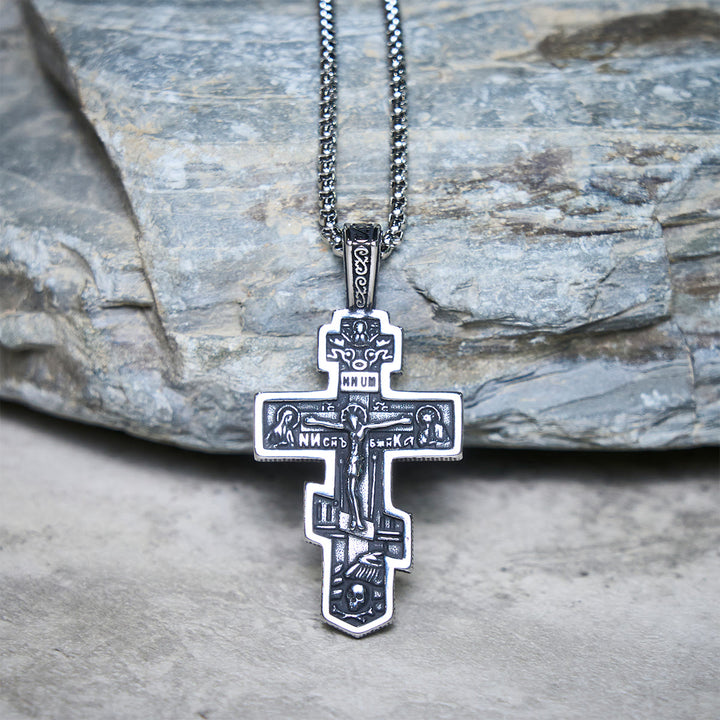 Zweifarbige orthodoxe Kruzifix-Halskette von Christianartworkshop mit tiefer spiritueller Bedeutung - image 2